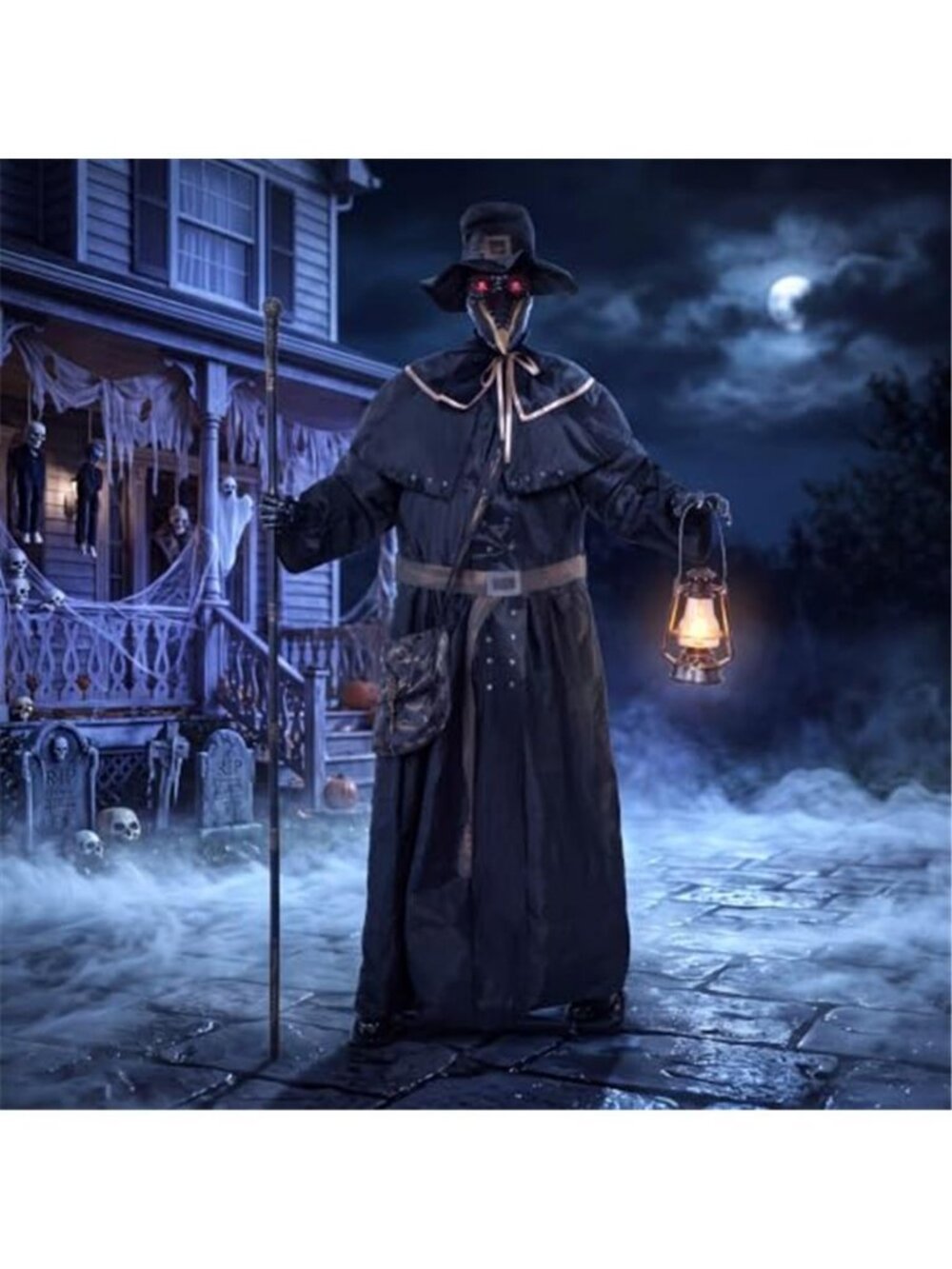 74.8" Halloween Animatronic Plague Doctor Decoration Outdoor, Sound